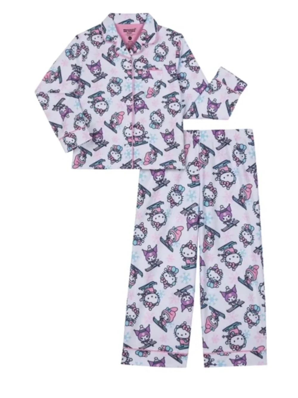 Hello Kitty Girls Notch Collar Top & Sleep Pants Pajama Set, 2-Piece Sz.8